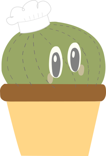 Round cartoon cactus with flower in a pot